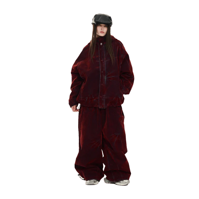 DSXBS Super Wide Pintuck Wax Real Denim Snowboard Pants - Image 4