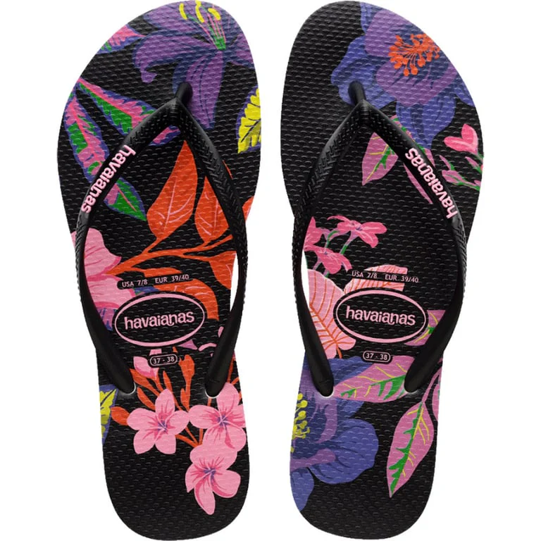 Slim Floral Neon Thongs - Image 3