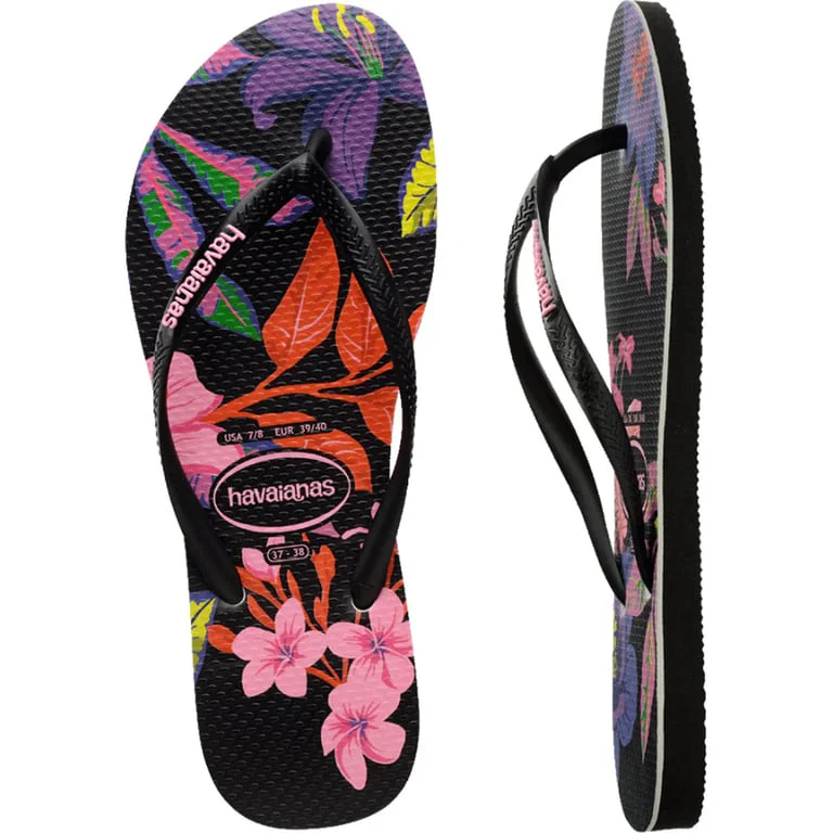 Slim Floral Neon Thongs - Image 6