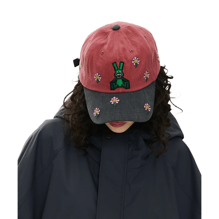Square Block Rabbit Flower Cotton Cap - Image 3
