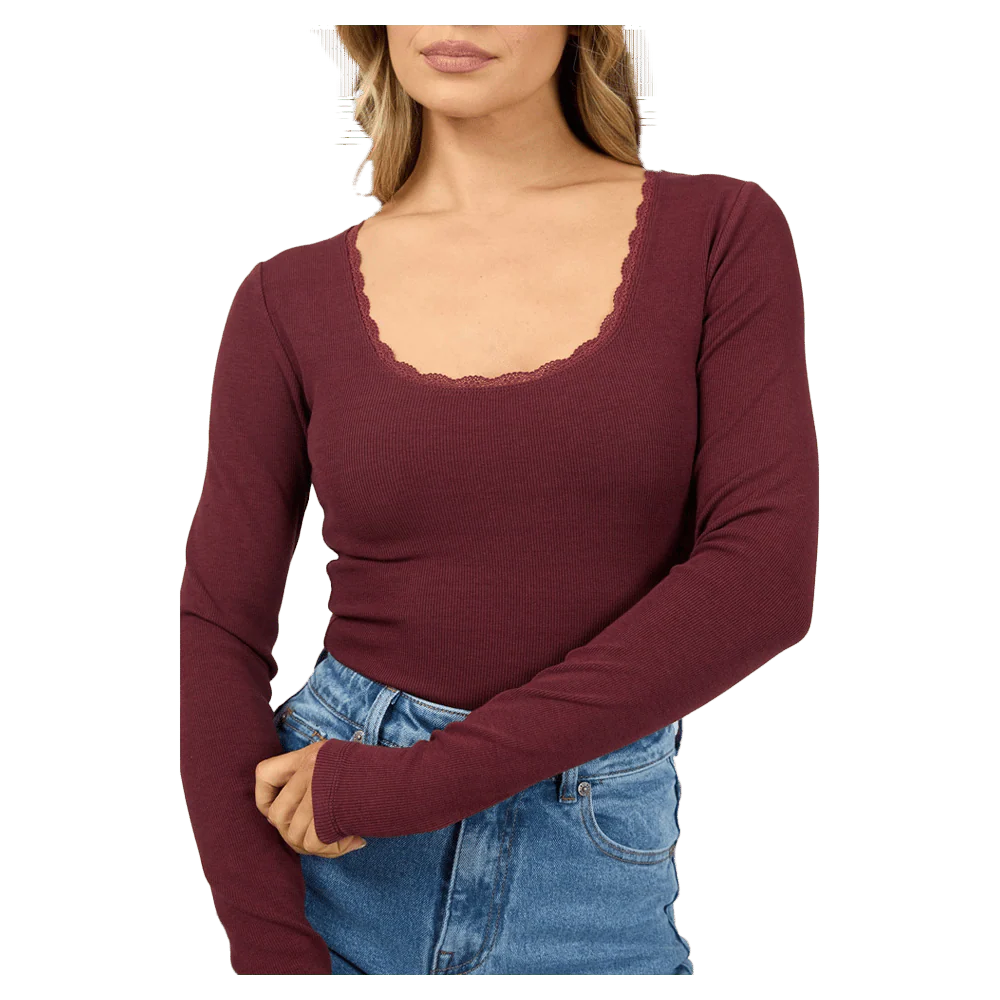 Washed Rib Scoop Neck L/S Tee - Womens - Image 6
